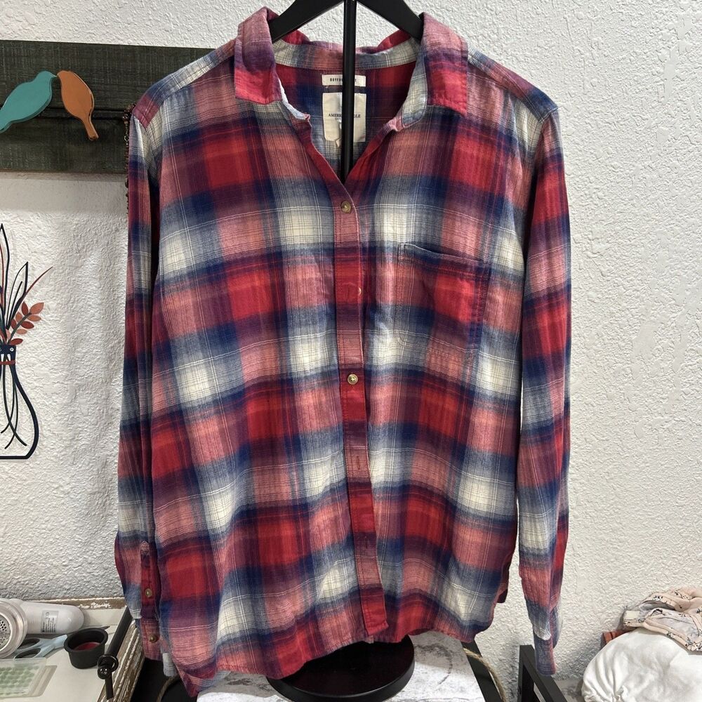American Eagle Outfitters Women's Boyfriend Fit Plaid Flannel Size XL